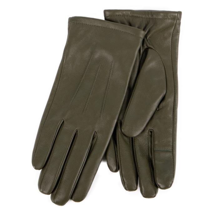 Isotoner® Ladies  Three Point Leather Glove With SmarTouch® Khaki Extra Image 1